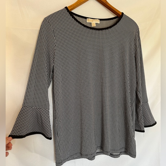 Michael Kors Monochrome Flared Sleeve Blouse - Picture 1 of 6